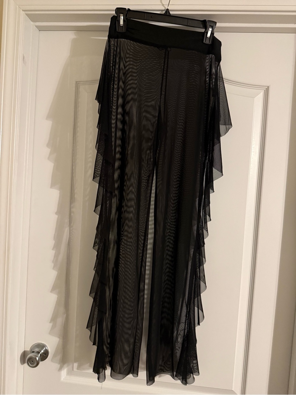 Sheer Black Ruffle Cover Up Pants - Swim